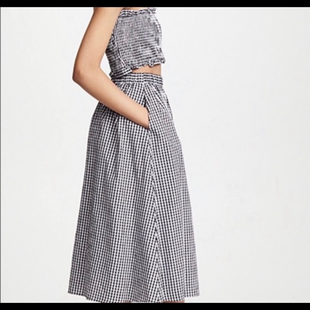 Smocked tube top gingham crop top